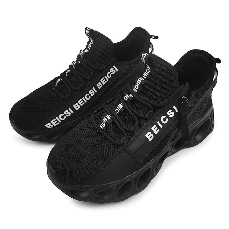 

Повседневные уличные спортивные туфли большого размера с боковой шнуровкой, трикотажные, для пары, летние, дышащие, для бега, модные трендовые туфли 36 чёрный