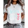 European Size Casual Pink Heart-Decorated Birthday Sister T-Shirt | Cute and Cozy Printed Short-Sleeve Tee for Women, All-Season Comfort