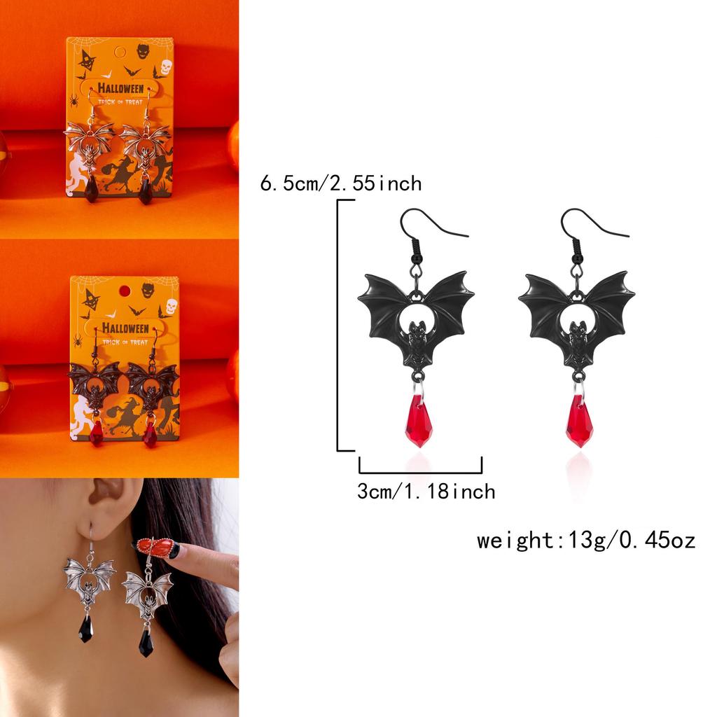 Vintage Halloween Fledermaus Ohrhänger für Damen mit galvanisch beschichtetem Legierungsschmuck