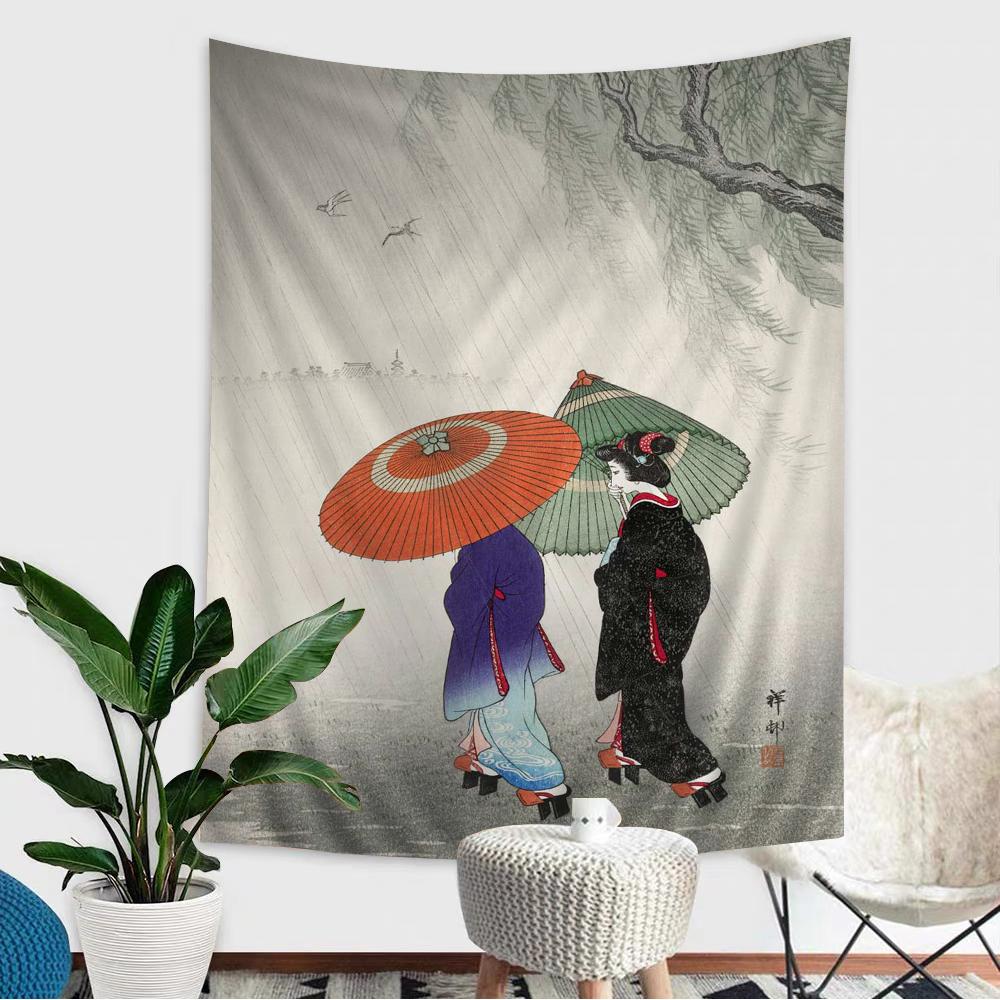 Japanese Geisha Hanging Bohemian Tapestry Hanging Tarot Hippie Wall Rugs Dorm Home Decor