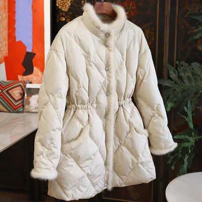 Lockere Daunenjacken aus weißen Entendaunen Winter Damen Winter Daunenmäntel Dick Warm Lange Übermäntel