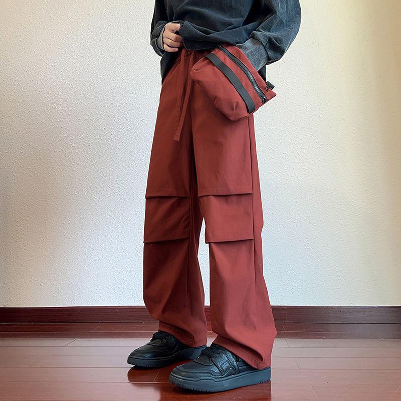 

Унисекс Осенние Парашютные Ветрозащитные Брюки: Водонепроницаемый, Ветрозащитный, Повседневный свободного кроя с прямыми штанинами L