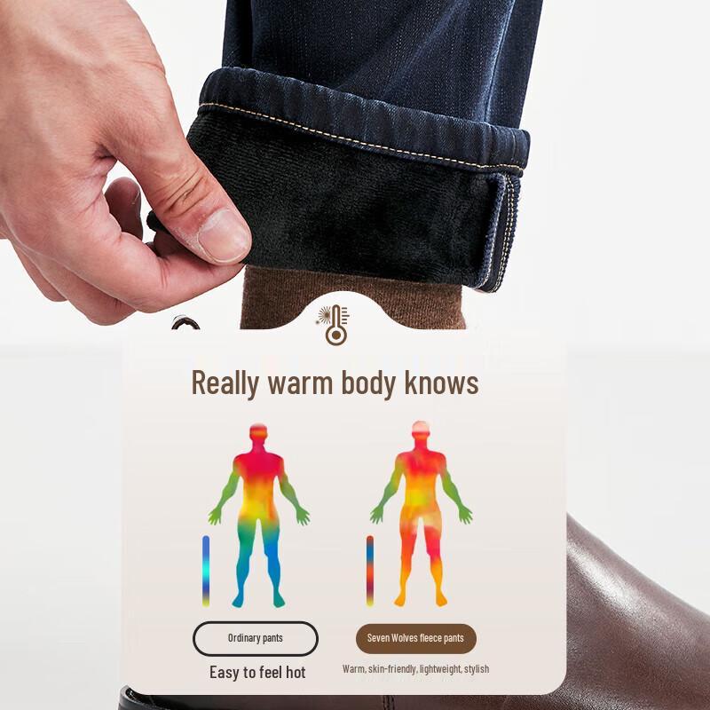 

Septwolves Men s Fleece Lined Straight-Leg Jeans 31A