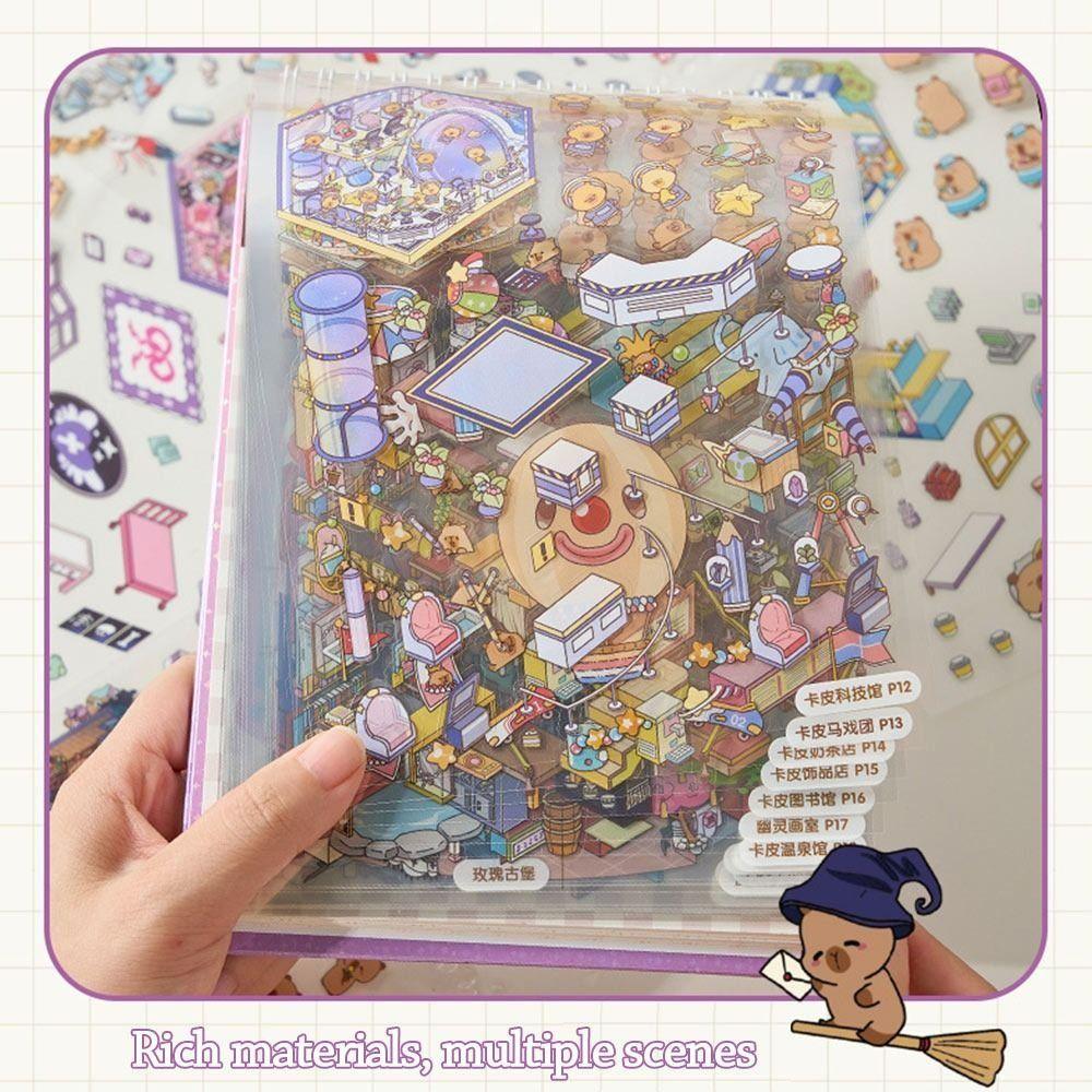 3D Miniature Scene Stickers Stacking Pasting Cartoon Cabin Scene DIY Sticker 20 Sences Landscape Sticker Collection Scrapbooking