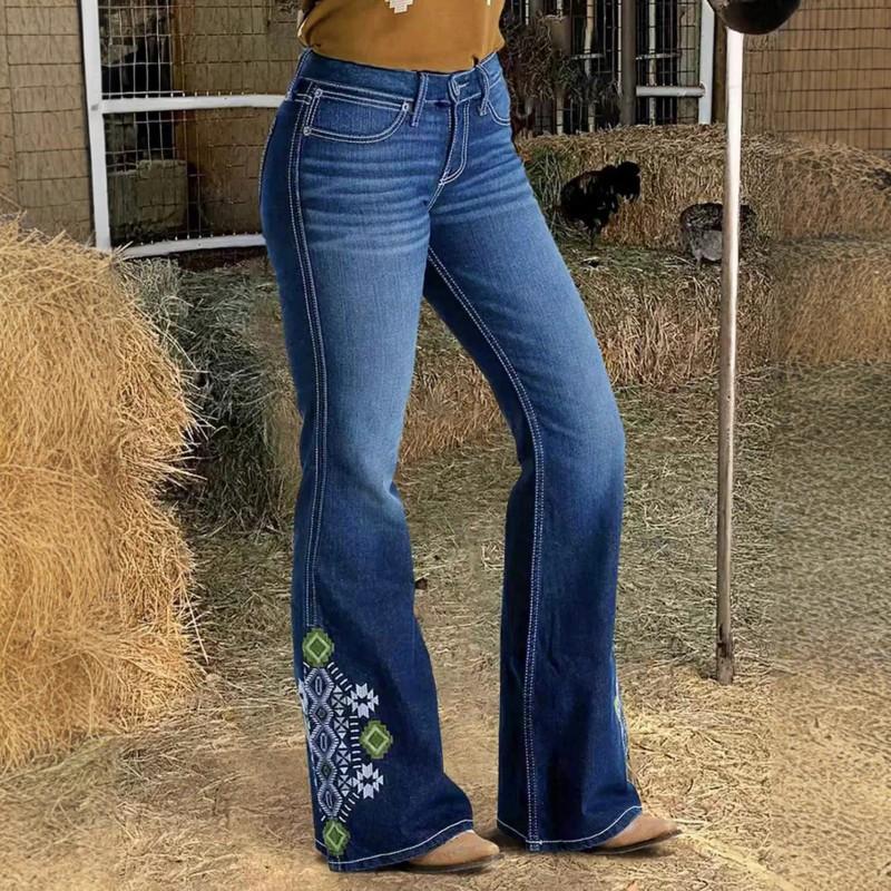 

Double-breasted Retro Slim-fitting High-waist High-elastic Jeans With Small Feet Curled Edges Eight-point Holes L синій