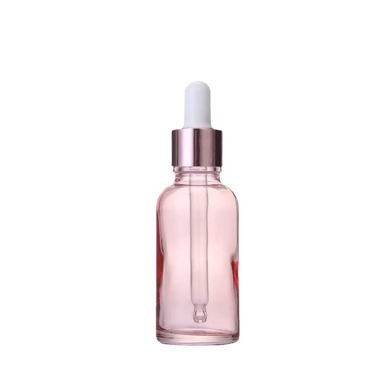Pink Transparent Serum and Gel Dropper Bottle for Cosmetics and Perfume - Travel Size Sample Dispenser