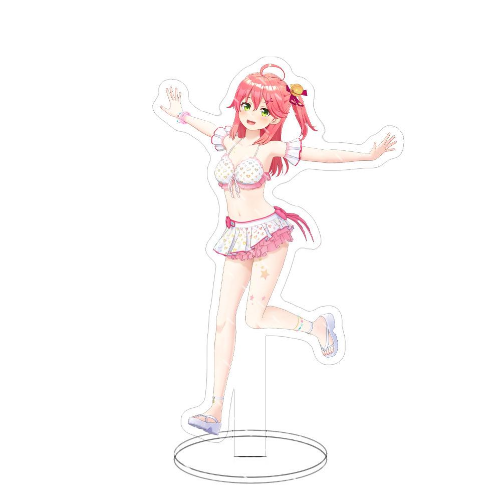 Swimsuit Party Time Hololive Vtuber Anime Figures Cosplay Acrylic Stands 15cm Model Mococo Kobo Ayame Desk Decor Standing Sign G