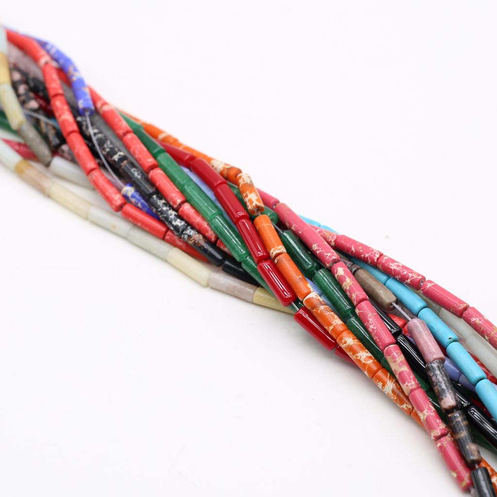 1String, Natural Stone Beads, Boho Handmade Cylindrical Beads, 0.4×1.3cm, for DIY Necklace, Bracelet Anklet Accessories, Jewelry Making, Beading 38cm