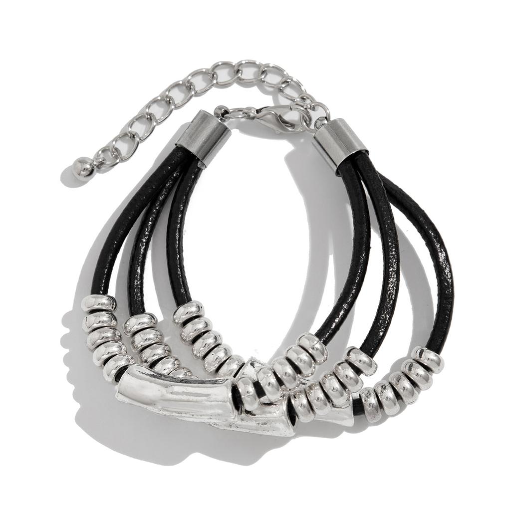 Retro beaded elbow stacked bracelet set, cold wind personality geometric bracelet jewelry