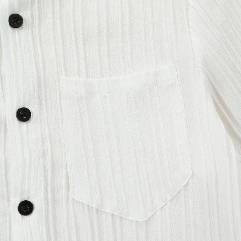 Skjorte for studentuniform med slips Gutter Langermet Hvit Skjorte Gutter Bølgepappbluse med Elastisk Slips Topp