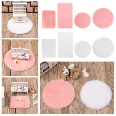 House Nordic Style Miniature Hairy Rug Dollhouse Plush Carpet Doll Accessories Mini Floor Mat