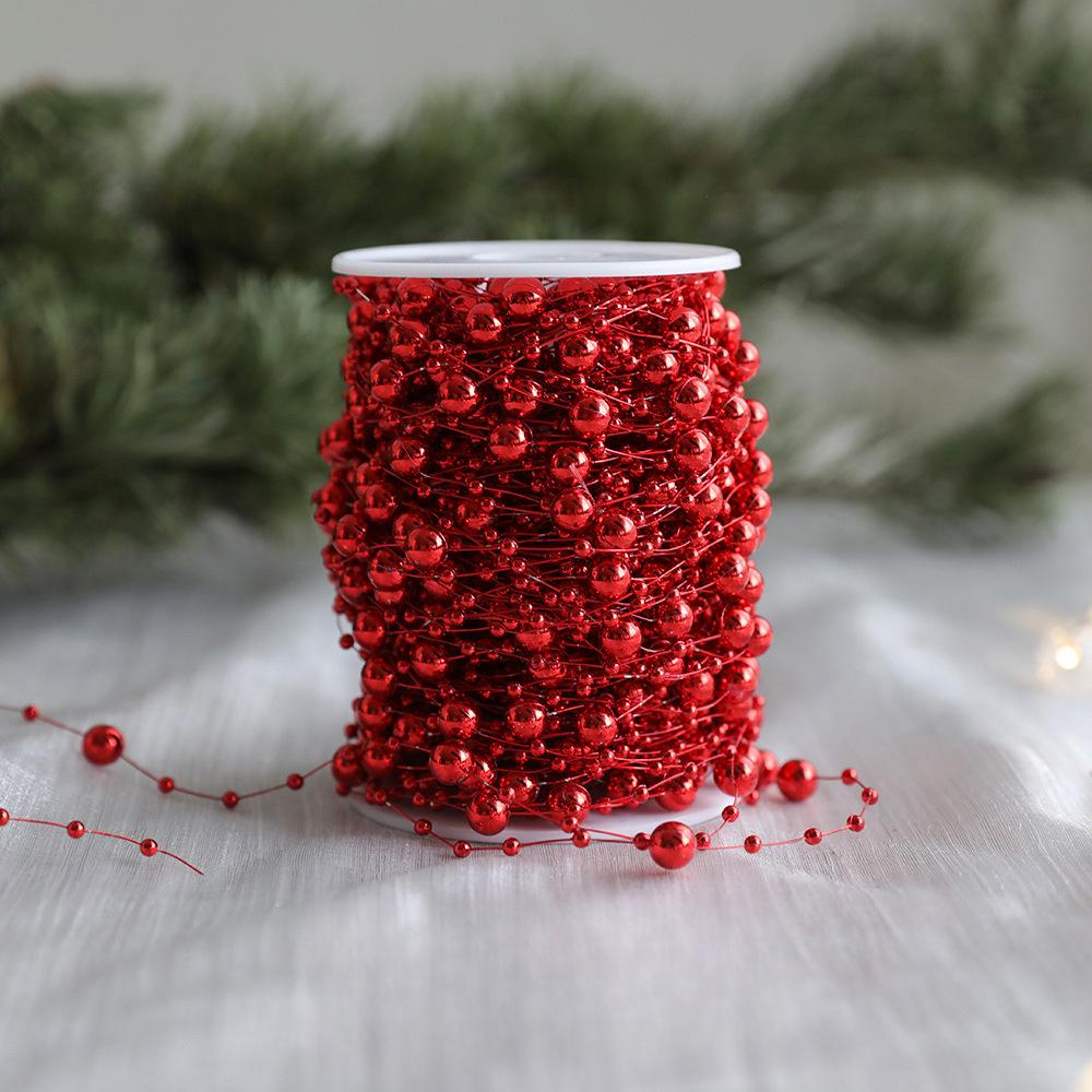 

Artificial Pearls Garland Plastic Pearls Flower Beads Chain for Wedding Party Christmas Tree Decor DIY Craft Supplies червоний