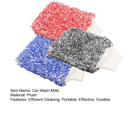 3 Pcs Microfiber Wash Mitts Scratch-Free Lint-Free Car Wash Gloves Absorbent Automotive Car Cleaning Mitt for Rinseless Washing