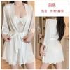 Women's Silky Satin Lace Cutout Deep V Push Up Padded Sleep Dress with Robe Set