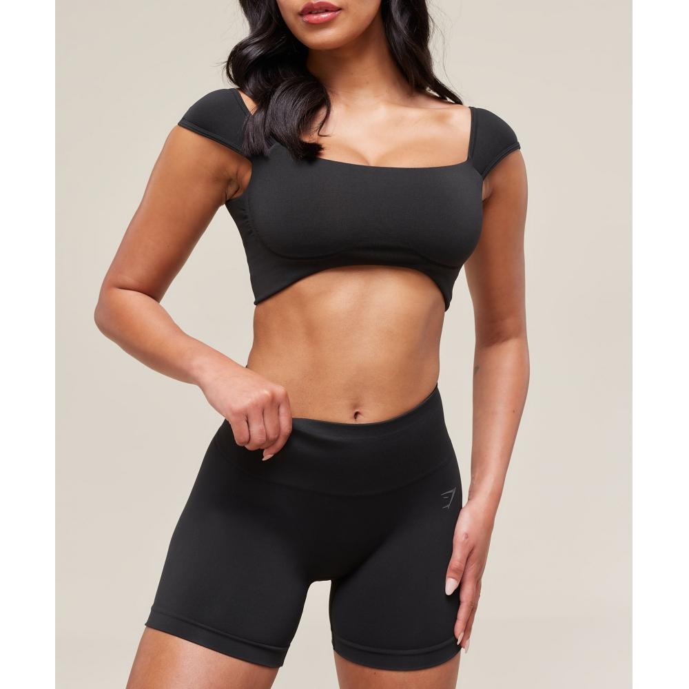 Gymshark Soft Sculpt Cap Sleeve Bralette Black B3b3a Bb2j