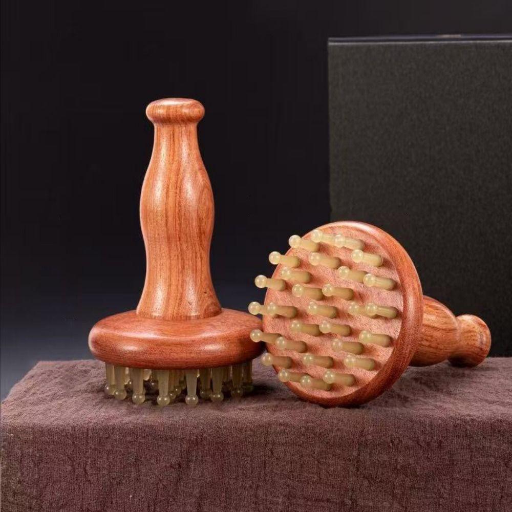 Wood Grain Gua Sha Massage Tool Cow Horn Horn Massage Comb Portable Meridian Massager Head Massage