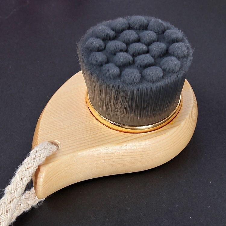 Raindrop Pine Wood Face Wash Brush - Soft Bristle Makeup Cleansing Tool