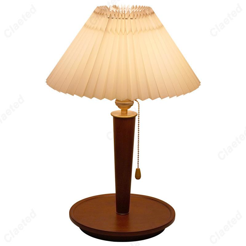 Creative Retro LED Pleated Small Desk Lamp Bedroom Bedside Lamp Living Room Study Decorative Atmosphere Lighting