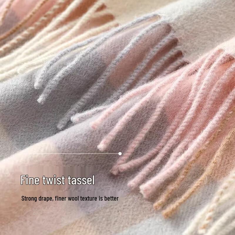 Hengyuanxiang Women's 100% Wool Plaid Scarf