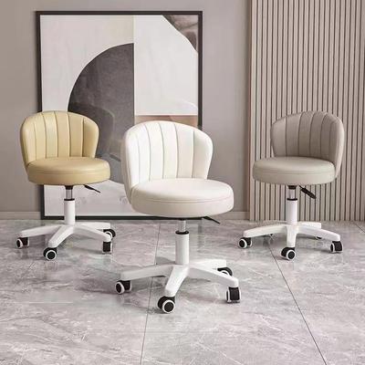 Adjustable Height Round Stool with Universal Casters and Backrest for Home, Salon, or Bar Use