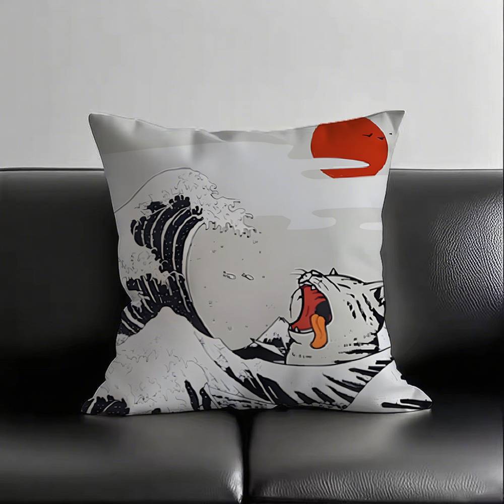 1pc The Great Wave Of Kanagawa Hokusai Pillow Case Square Bedroom Sofa Leisure Comfort Cushion Car Living Room Home Decoration