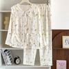 Pastoral Flower Cloud Cotton Pajamas Women'S Spring And Autumn Long-Sleeved Sweet Doll Collar Loungewear Set Real Shot