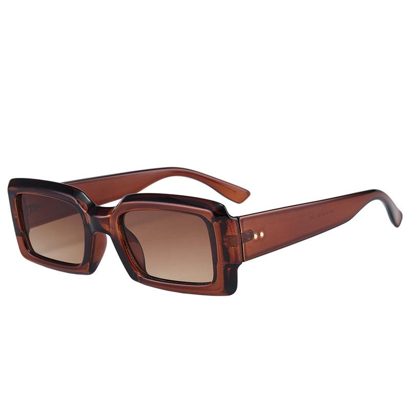 

Fashionable Textured Thick Frame Sunglasses Square Frame Design Sun Protection UV Protection Unisex Sunglasses M418 коричневый