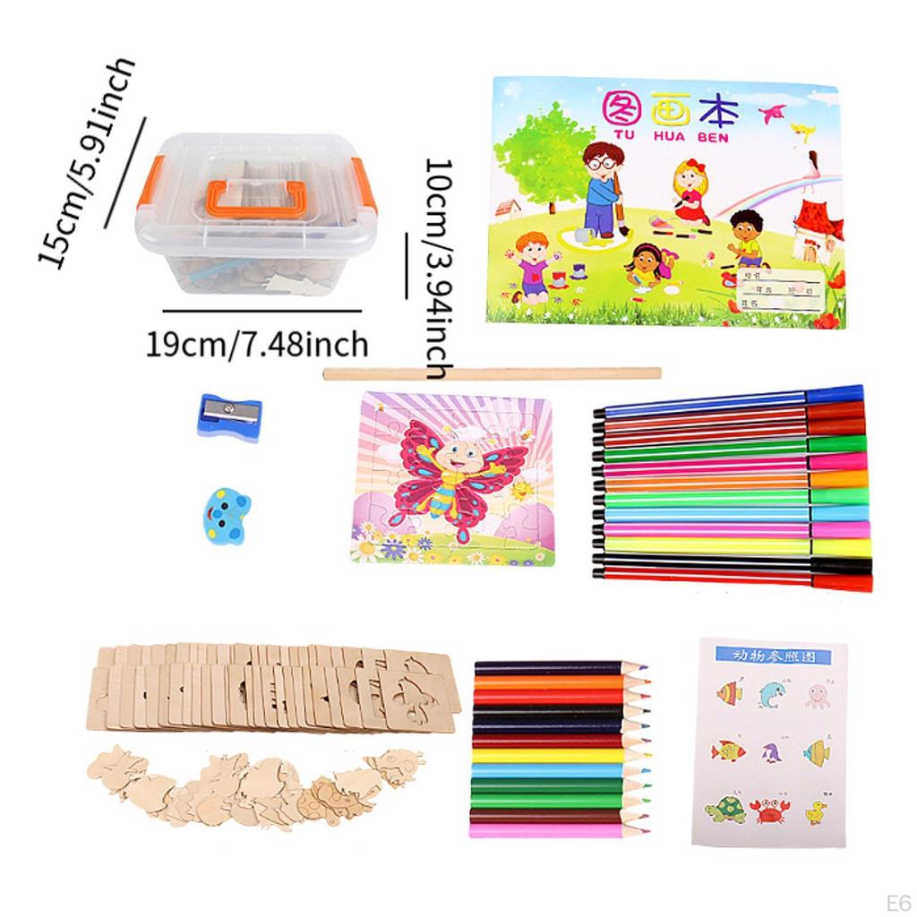 Kinder Holz Zeichenschablonen Malen Kreatives Zubehör DIY Kunsthandwerk Schablone