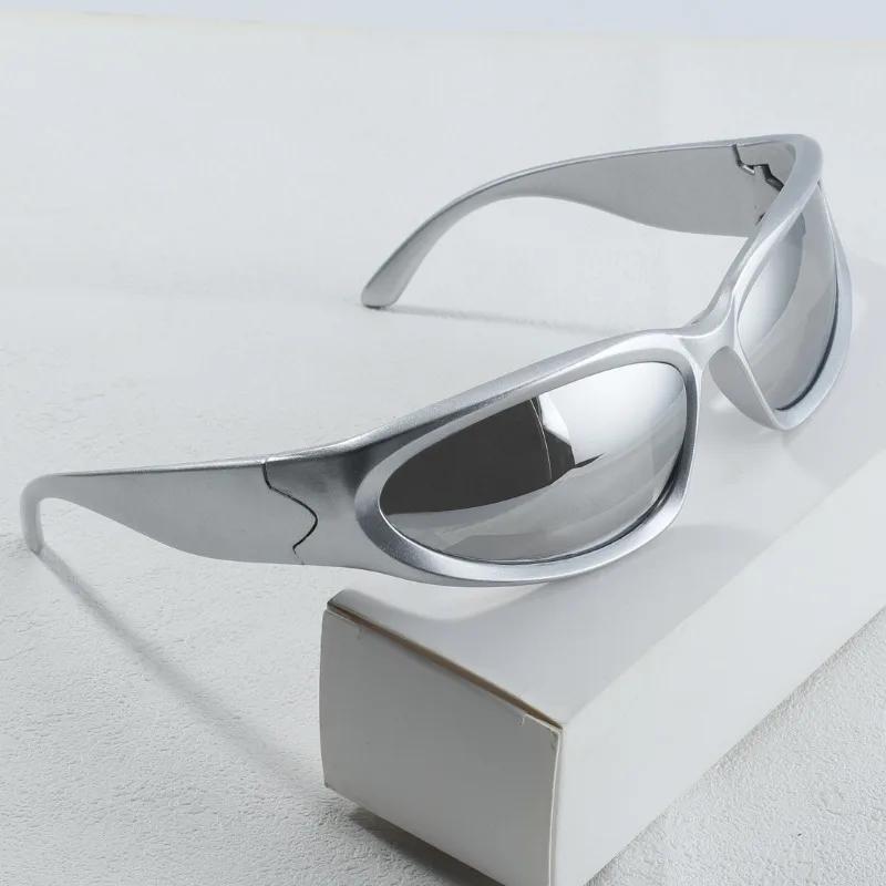 Y2K Style Irregular Frame Surround Silvery Glasses Perfect for Concerts Parties And Gifts.