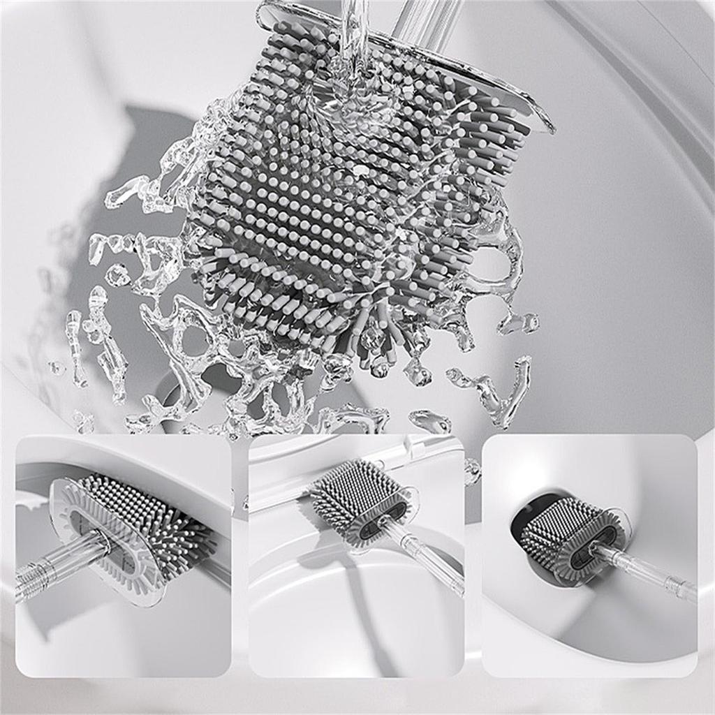Toilet Brush Deep Cleaner Silicone Toilet Brushes with Flexible Bristles Toilet Brush with Quick Drying Holder Set