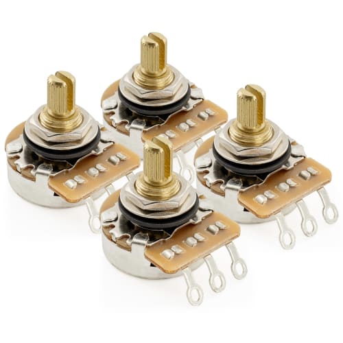 

Musiclily Pro HD 500K B-Curve Pot, Brass Short Split Shaft 1/4 Potentiometer for Electric Guitar/Bass (Set of 4)
