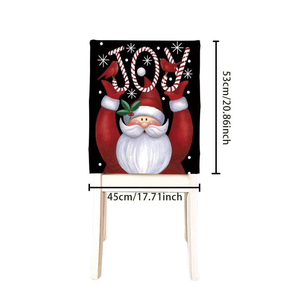 Snowman Christmas Chair Cover Elf Pattern Washable Chair Back Cover Santa Claus Pattern Quick Easy Use Chair Back Slipcover