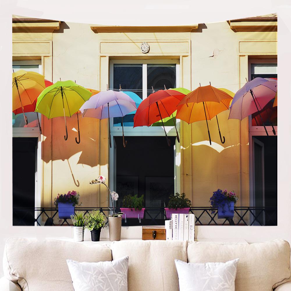 Umbrella Printed Wall Hanging Tapestry Bedspread Beach Mat Tapiz Witchcraft Background Wall Cloth Tapestries Blanket Yoga Mat