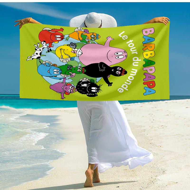 Ultra-Soft Beach Towel with Barbapapa Theme,Ideal for Pool - Camping, Diving - Perfect Travel Essential, Vibrant Beach Towel.