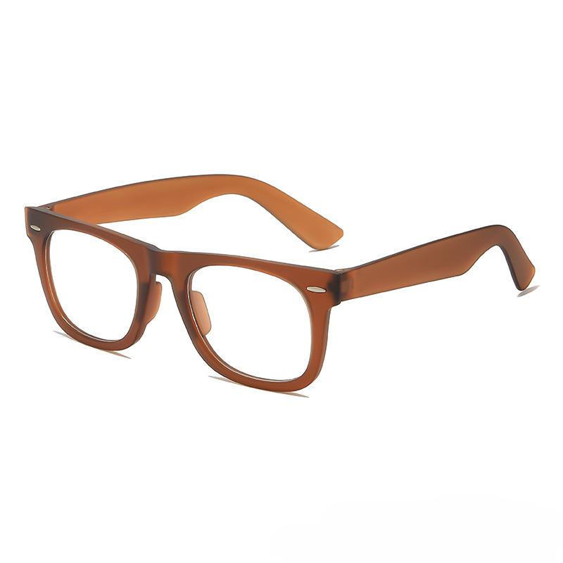 

Квадратная оправа Рисовые гвозди Защита от синего света Очки для чтения Мужские Женские Модные Оправа из ПК Эластичность Пресбиопия Очки +400 degrees коричневый