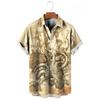 Vintage Button Up Shirt Man 3d Map Printed Short Sleeve Hawaiian Shirt Lapel Men's Clothing Casual Fashion Tops