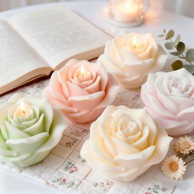 3D Rose Flower Silicone Mold Aroma Candle Gypsum Car Decoration Handmade Soap Molds Chocolate Baking Mould
