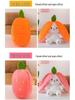 Strawberry Bunny Plush Toy with Big Ears and Carrot Stuffed Doll