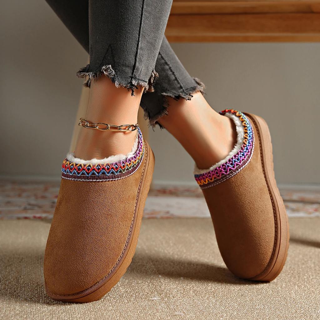 Fashion Two Wear Fluffy Slippers Female Fur One Autumn Winter 2025 New Baotou Half Drag Thick Bottom Muffin Cotton Shoes for Women
