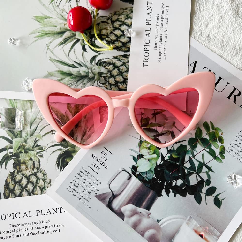 Ridering Women Fashion Goggle Heart Sunglasses Vintage Love Heart Shaped Sunglasses Cat Eye Mod Style Style Retro Glasses