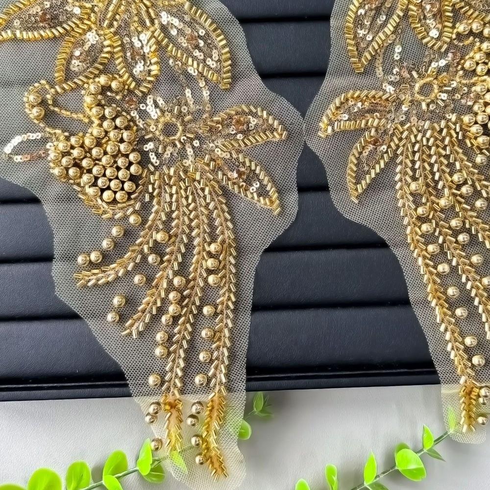 Handmade Nail Beads DIY Collar Flower Gold Embroidery Clothes Patches Clothing Applique Apparel
