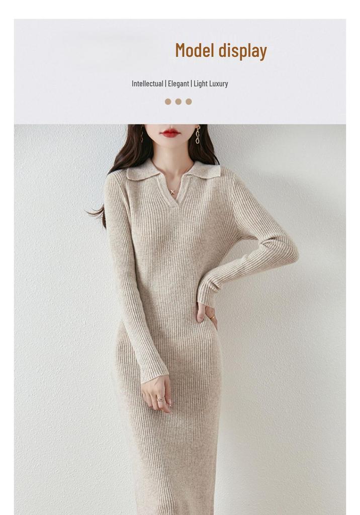 Women's Slim Fit Knit Bodycon Sweater Dress - Long Style for Autumn and Winter