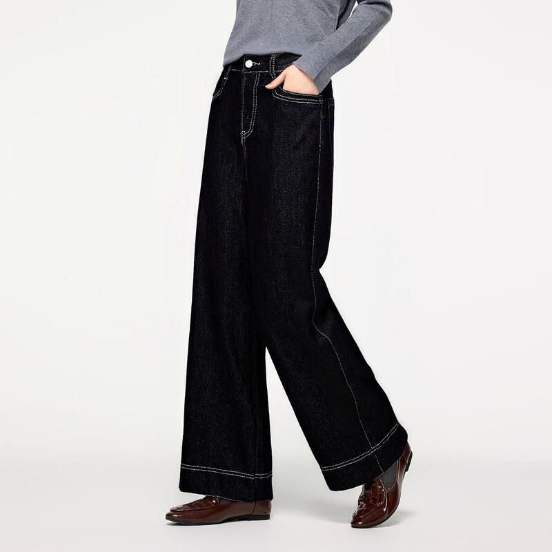 FivePlus Women's High-Waist Loose Fit Straight Wide-Leg Denim Jeans