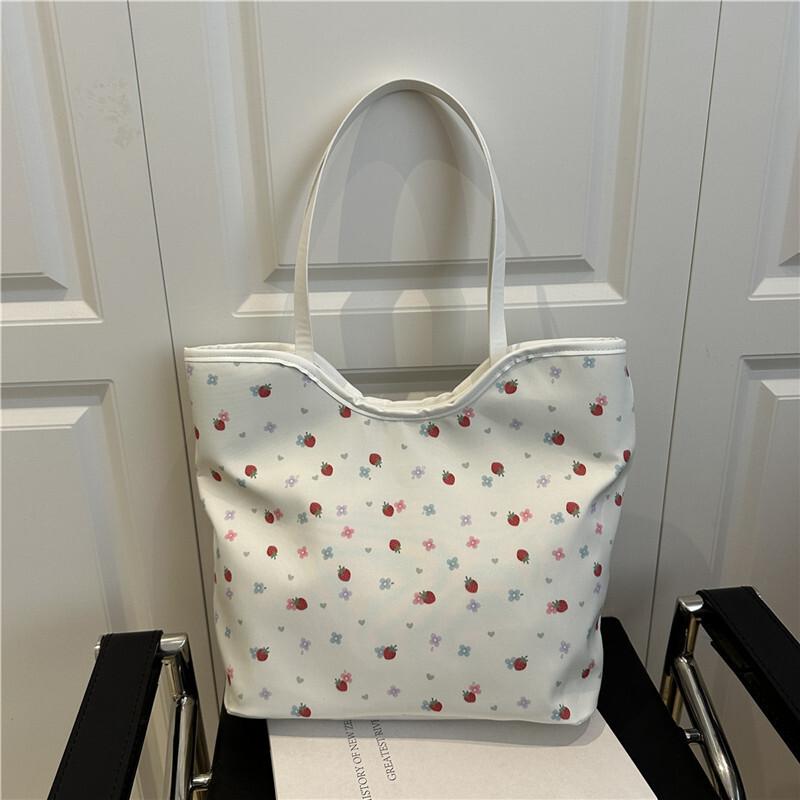 Gentle Sweet Flower Print Women's Bag 2026 Newest Drawstring Shoulder Bag High-Value Floral Bow Underarm Bags For Shopping