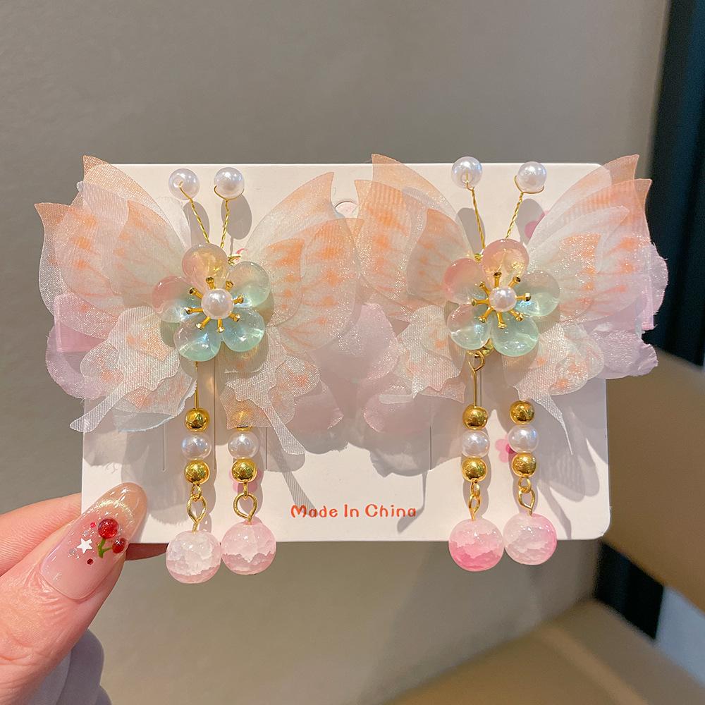Chinese Style Hanfu Hairpin Set for Girls - Includes Hair Clips, Swaying Tassels, and Butterfly Accessories