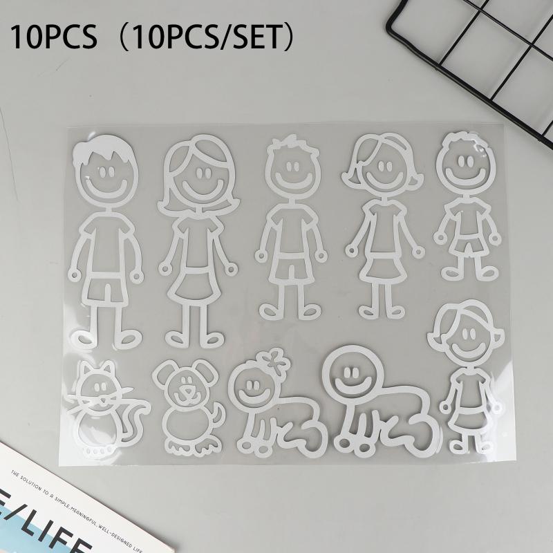 

10/20/30Pcs Reflective Car Stickers Interesting Cartoon Family Members Stickers Automobiles Exterior Decals Accessories белый