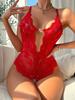 Crotchless Open Bra Sexy Lingerie Lace Perspective Bodysuit For Women Deep V Hollow Erotic Underwear Teddy Babydoll Dress Outfit