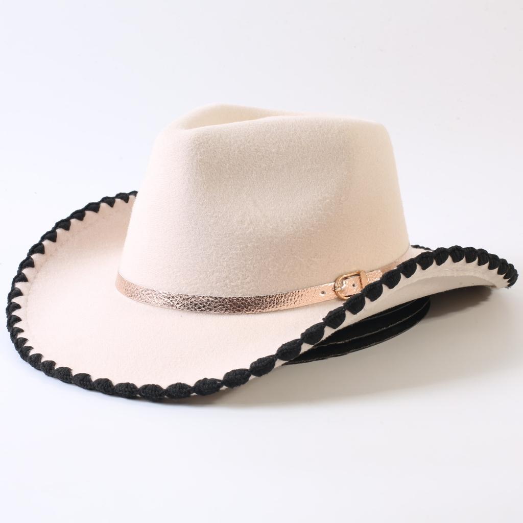 Popular European and American classic retro western cowboy hats, men's and women's fashion high-end peach heart top hats