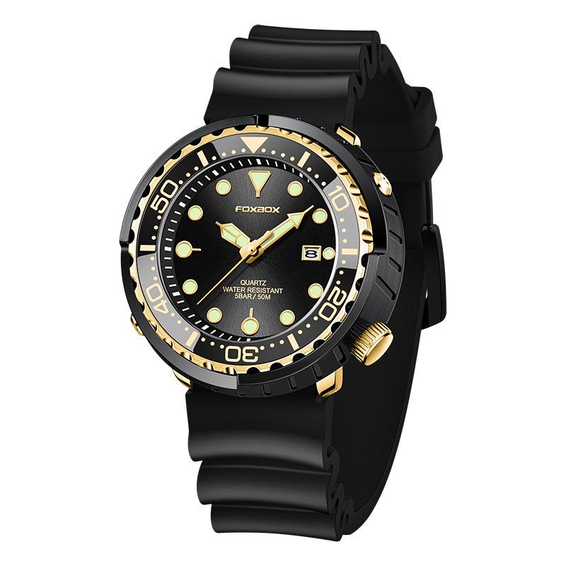 LIGE FOXBOX Herren-Quarzuhr Dreizeiger-Datum Wasserdicht Business-Armbanduhr Schwarzes Edelstahl