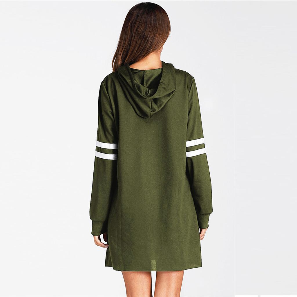 Women Long Sleeve Hoodie Casual Long Sweatshirt Jumper Pullover Dress